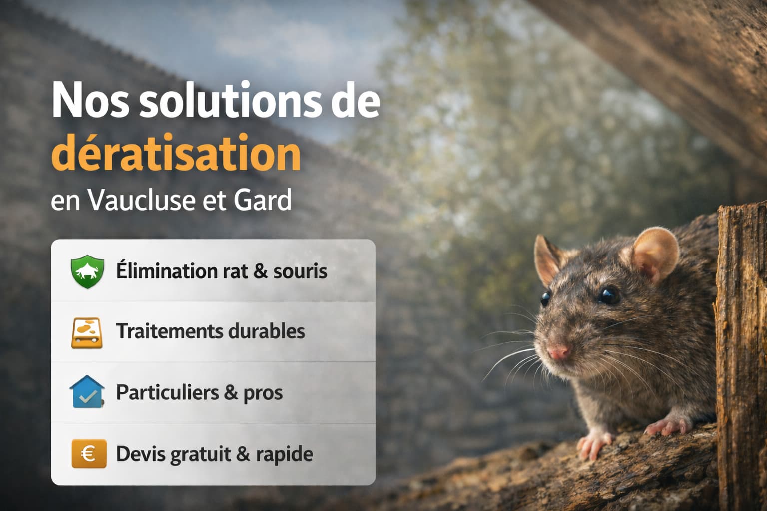 Dératisation à Sorgues– Élimination des rats et souris